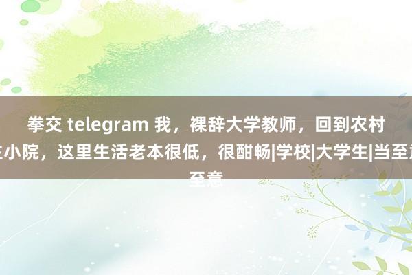 拳交 telegram 我，裸辞大学教师，回到农村住小院，这里生活老本很低，很酣畅|学校|大学生|当至意