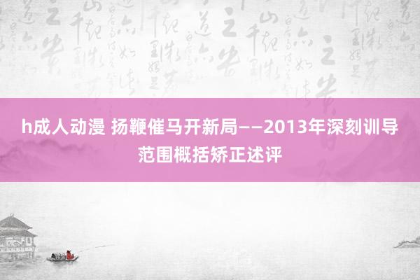 h成人动漫 扬鞭催马开新局——2013年深刻训导范围概括矫正述评