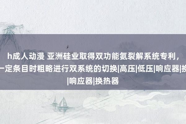 h成人动漫 亚洲硅业取得双功能氨裂解系统专利，欢腾一定条目时粗略进行双系统的切换|高压|低压|响应器|换热器